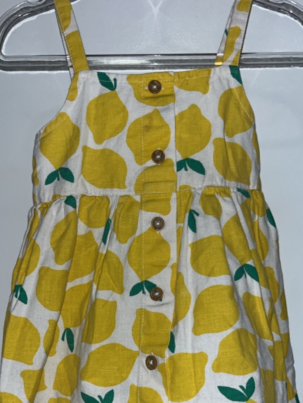 Hanna Andersson Yellow Lemon Print Sundress with Green Leaves